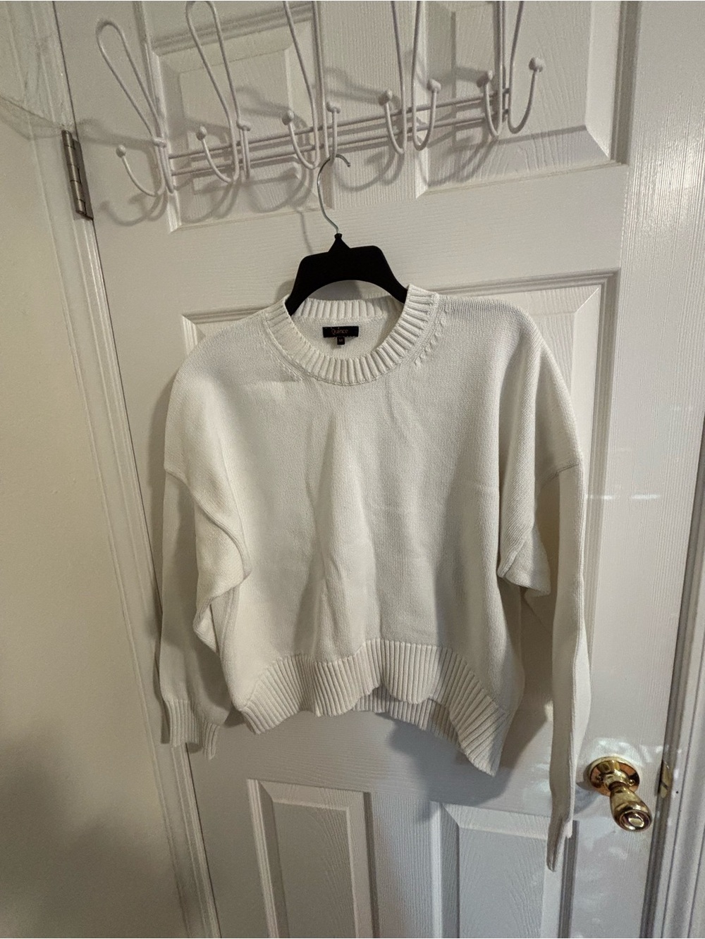 Quince Classic White Crewneck Women's Sweater - Relaxed Fit